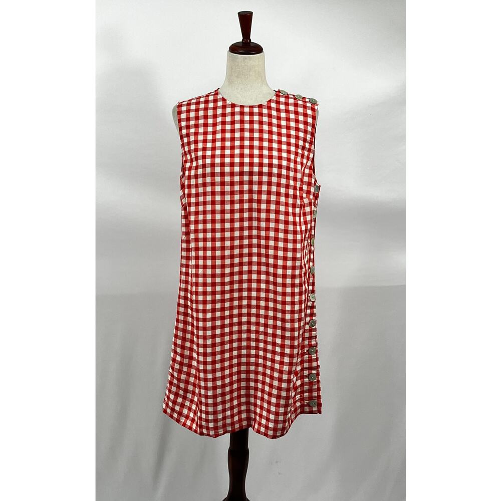 DOEN Sz 10 42 Coralie Dress Red Scarlet Marilyn Gingham Shift Cotton NWT - Picture 10 of 12